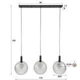 Hanglamp 3-lichts gezandstraald glas Voss