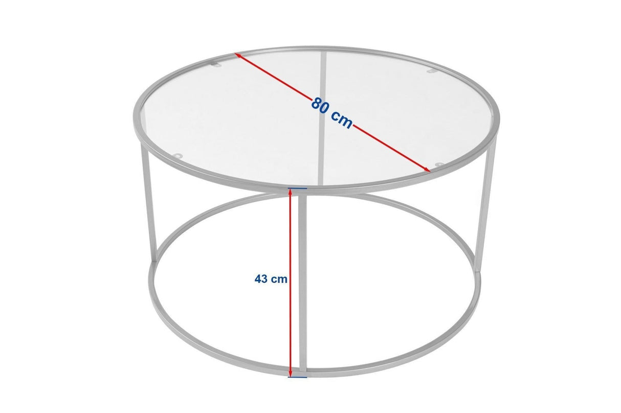 Moderne Ronde Salontafel Uru Goud - Glas - 80 cm