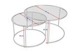 Moderne Ronde Salontafel Set van 2 Uru Zwart - Transparant Glas - 80/60 cm