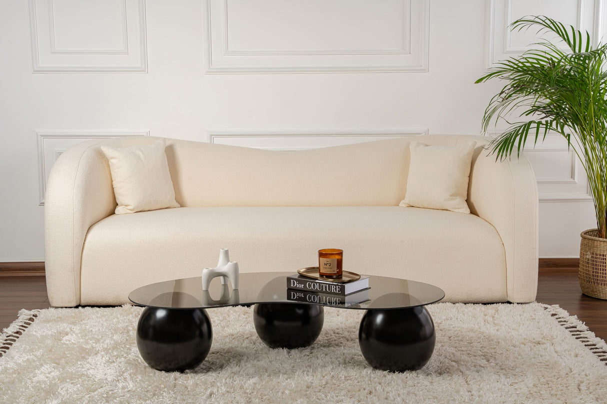 Salontafel Sphere 120x70x30 cm Zwart Grijs Black Grey Tempered glass