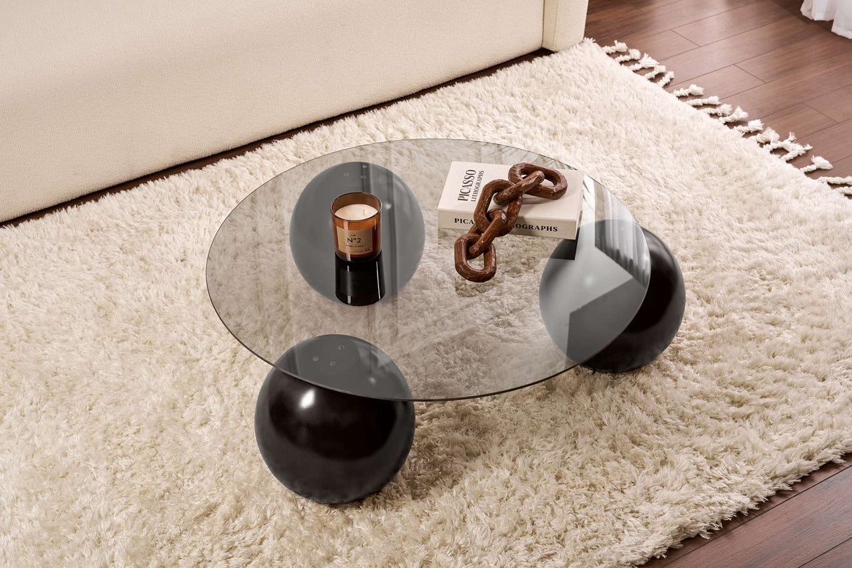 Salontafel Miro Gehard glas Zwart Grijs 85x85 cm Black Grey Tempered glass