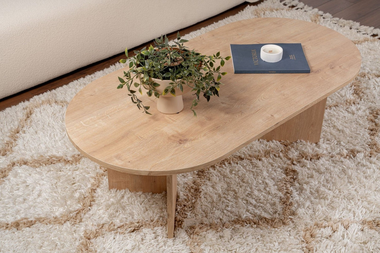 Ovale Salontafel Sapphire Eikenhout Look Sabla - 119x60