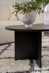 Ovale Salontafel Zwart Houtlook Sabla - 119x60