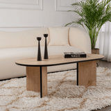 Salontafels - Salontafel eikenhout zwart melamine boogvorm Koda 119x60 cm - Dimehouse