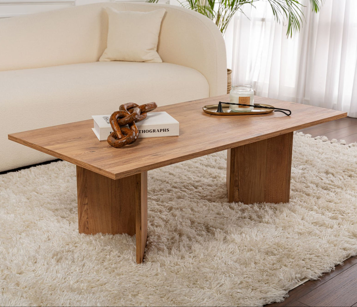 Rechthoekige Salontafel Siban Atlantisch Dennenhout look - 119x60 cm