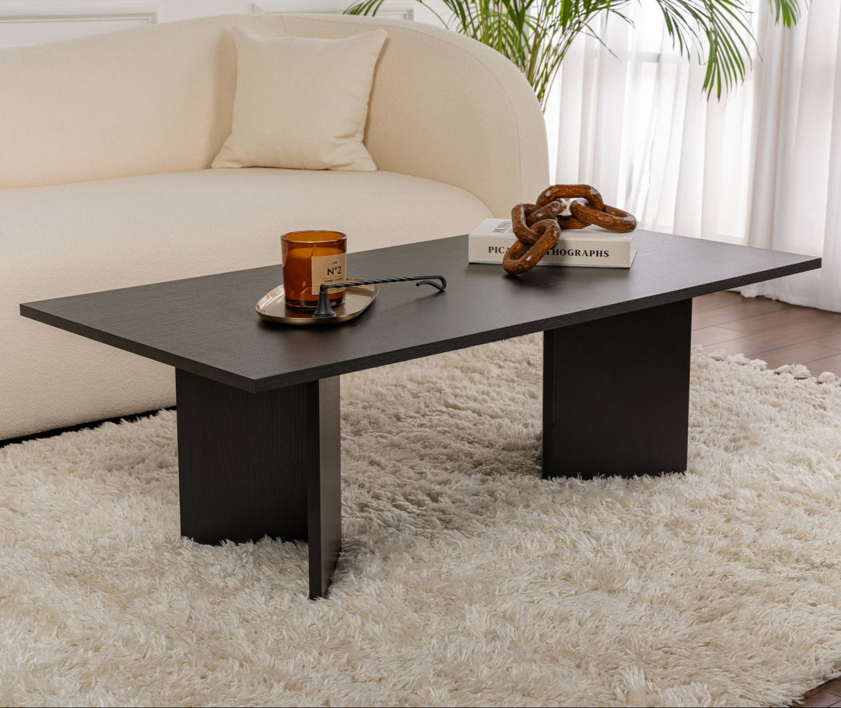 Rechthoekige Salontafel Siban Zwart houtlook - 119x60 cm