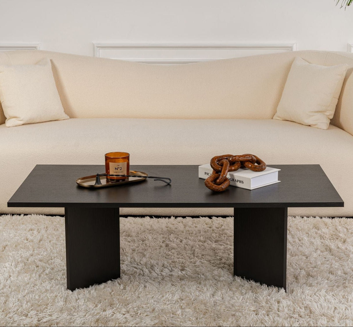 Rechthoekige Salontafel Siban Zwart houtlook - 119x60 cm