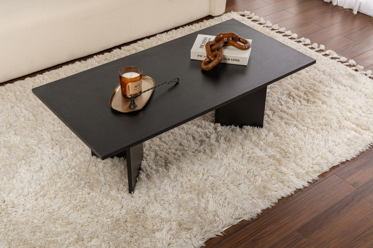 Rechthoekige Salontafel Siban Zwart houtlook - 119x60 cm