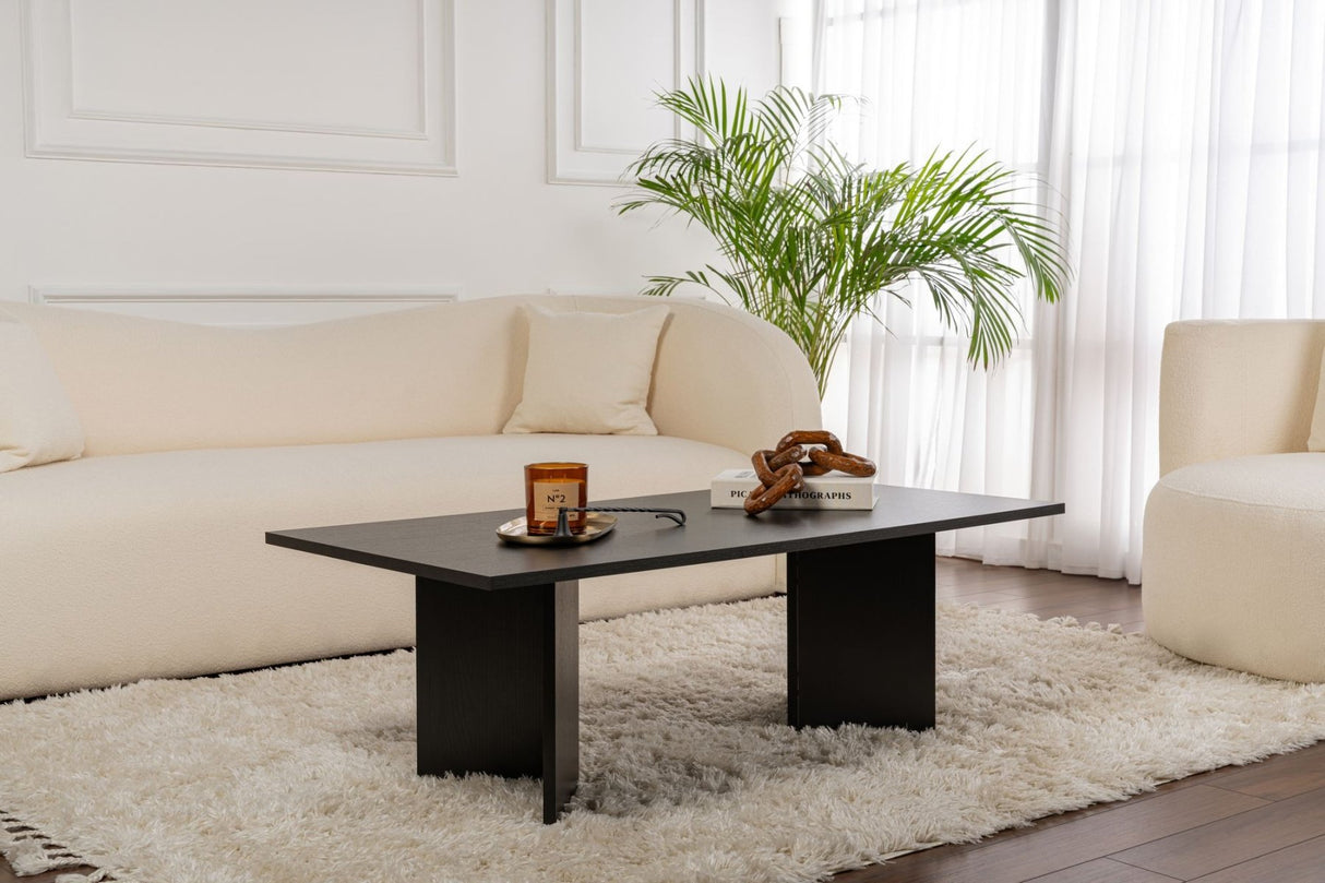 Rechthoekige Salontafel Siban Zwart houtlook - 119x60 cm