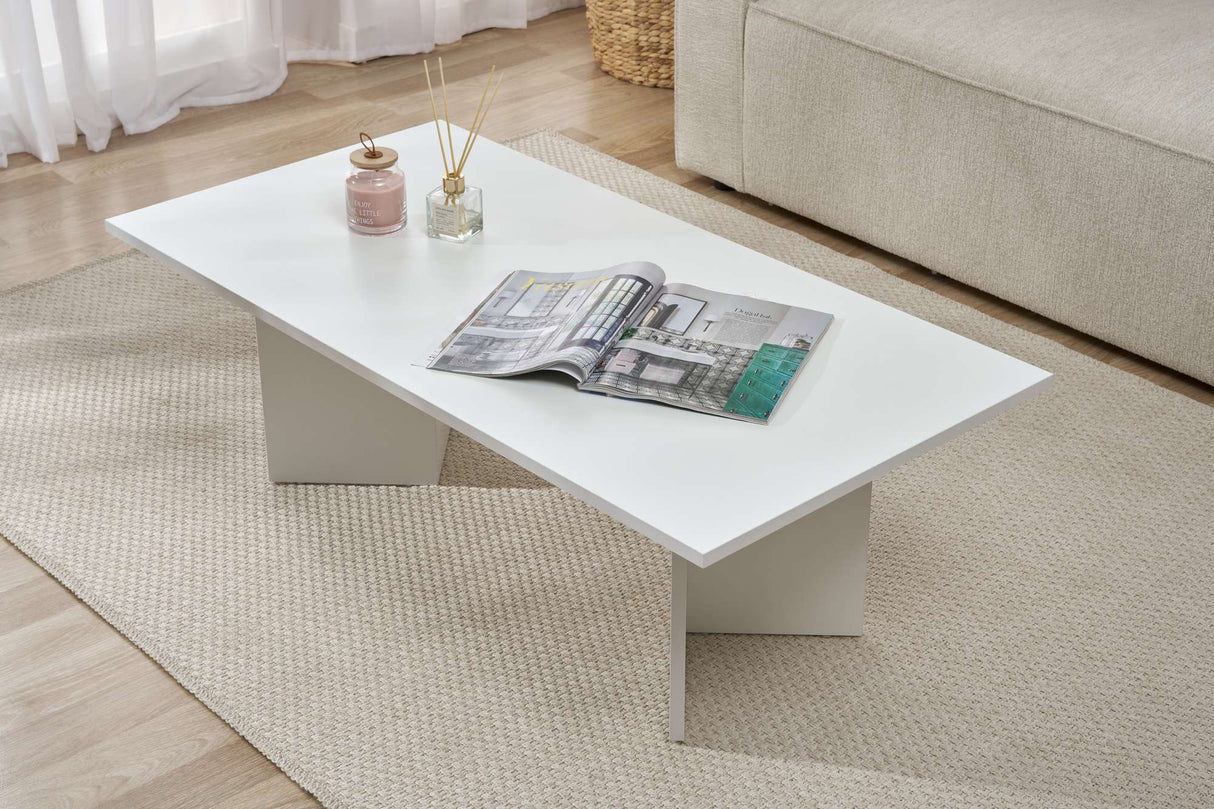 Salontafel Melamine wit 119x60 cm Sabin White