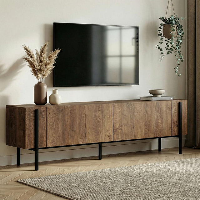 Nexus tv-meubel eikenlook zwart 180 cm Kafkas eikenlook / Zwart Gemelamineerd hout