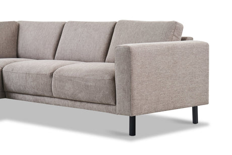 Moderne 3-zits Hoekbank Links Taupe Stof Aniko met Lounger 240x197x78 cm