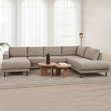Moderne U-Bank Hoekbank Rechts Taupe Stof Aniko 310x197x78 cm