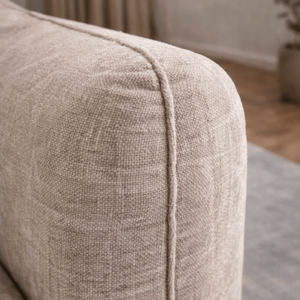 Hoekbank chaise longue beige structuurstof Dwayne - links