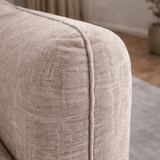 Hoekbank chaise longue beige structuurstof Dwayne - links