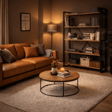 Industriële boekenkast dennenhout melamine zwart metaal Cosmo 130x180x35 cm