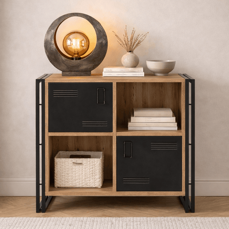 Boekenkast Cosmo Atlantisch Dennenhout Zwart Melamine 89x89x35 cm