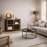 Industrieel dressoir dennenhout melamine zwart metaal Cosmo 89x89x35 cm