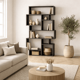 Asymmetrische boekenkast antraciet melamine Karmato 96x168,5x25,5 cm