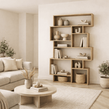 Asymmetrische boekenkast eikenlook melamine Karmato 96x168,5x25,5 cm