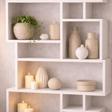 Asymmetrische boekenkast wit melamine Karmato 96x168,5x25,5 cm