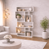 Asymmetrische boekenkast wit melamine Karmato 96x168,5x25,5 cm