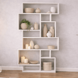 Asymmetrische boekenkast wit melamine Karmato 96x168,5x25,5 cm