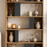 Asymmetrische boekenkast antraciet walnoot melamine Lima 90x180x20 cm