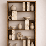 Asymmetrische boekenkast marmerlook walnoot melamine Lima 90x180x20 cm