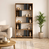 Asymmetrische boekenkast antraciet walnoot melamine Lima 90x180x20 cm