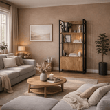 Industriële boekenkast met planken en gesloten opbergvak dennenhout melamine Lyra 90x180x34 cm