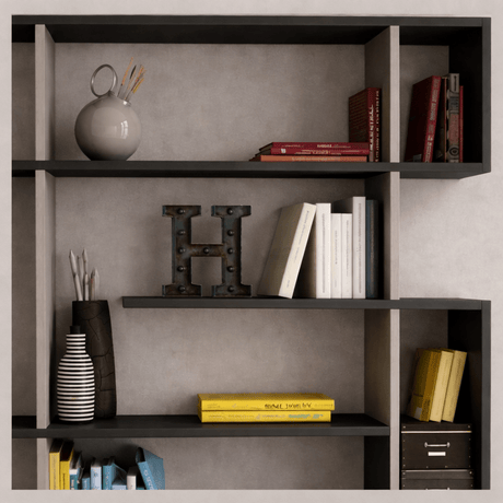 Boekenkast Mito Antraciet Bruin Melamine 110x161x25,5 cm
