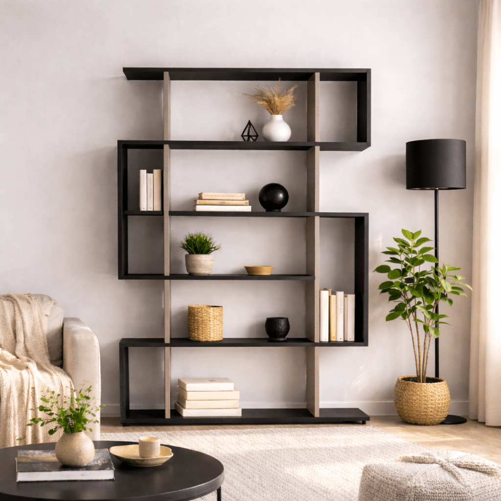 Boekenkast Mito Antraciet Bruin Melamine 110x161x25,5 cm