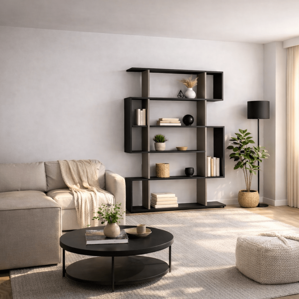 Boekenkast Mito Antraciet Bruin Melamine 110x161x25,5 cm