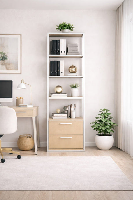 Boekenkast Robbins White Wit Eik Melamine 39x160x39 cm