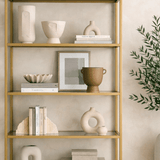 Boekenkasten - Modern chic boekenkast Veneto goud metaal glas 80x165x30 cm - Dimehouse