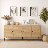 Calvin Dressoir Eikenlook met soft-close 180 cm Melamine - Vier deuren