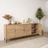Calvin Dressoir Eikenlook met soft-close 180 cm Melamine - Vier deuren