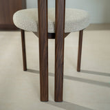 Eetkamerstoelen-Japandi Eetkamerstoel Miyo Bouclé Zandkleur - Walnootlook Frame-Dimehouse