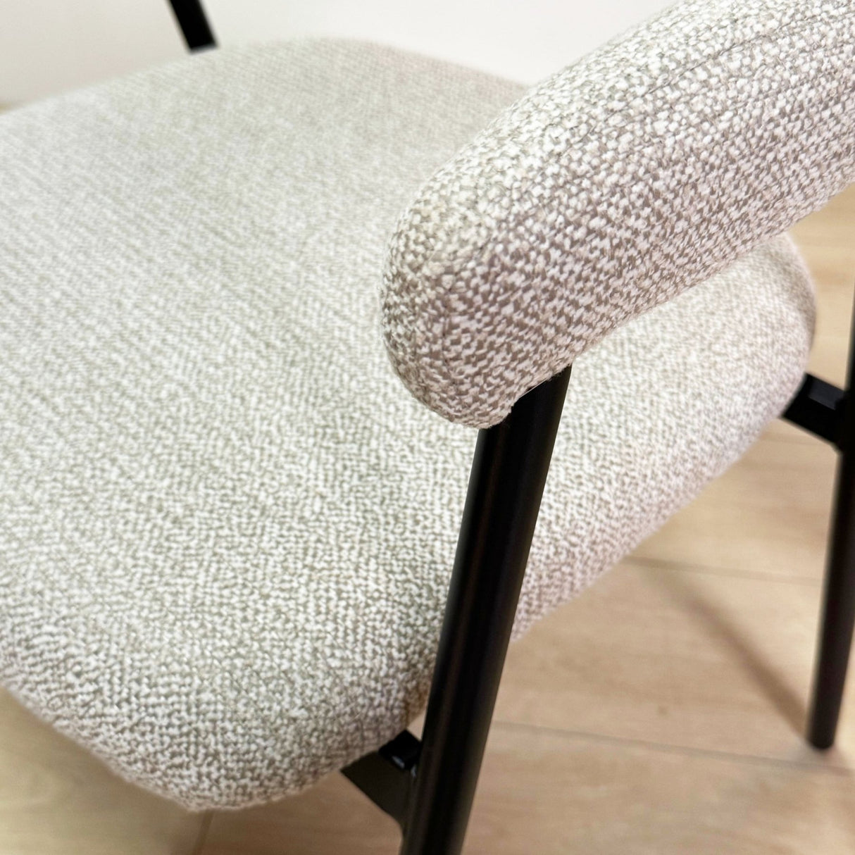 Eetkamerstoel Set van 4 Bouclé Beige Lisa - Zwart Frame