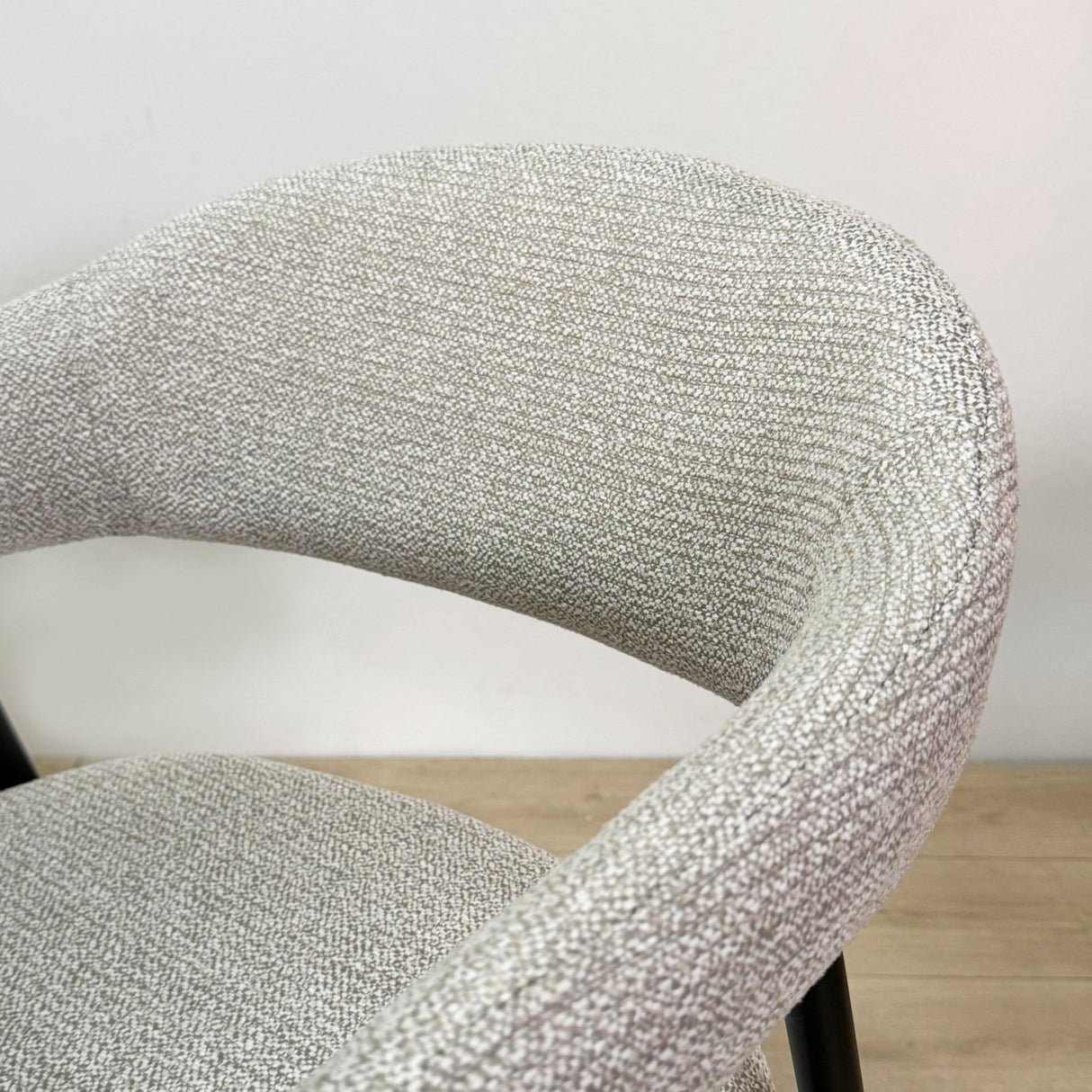 Eetkamerstoel Set van 4 Bouclé Beige Lisa - Zwart Frame