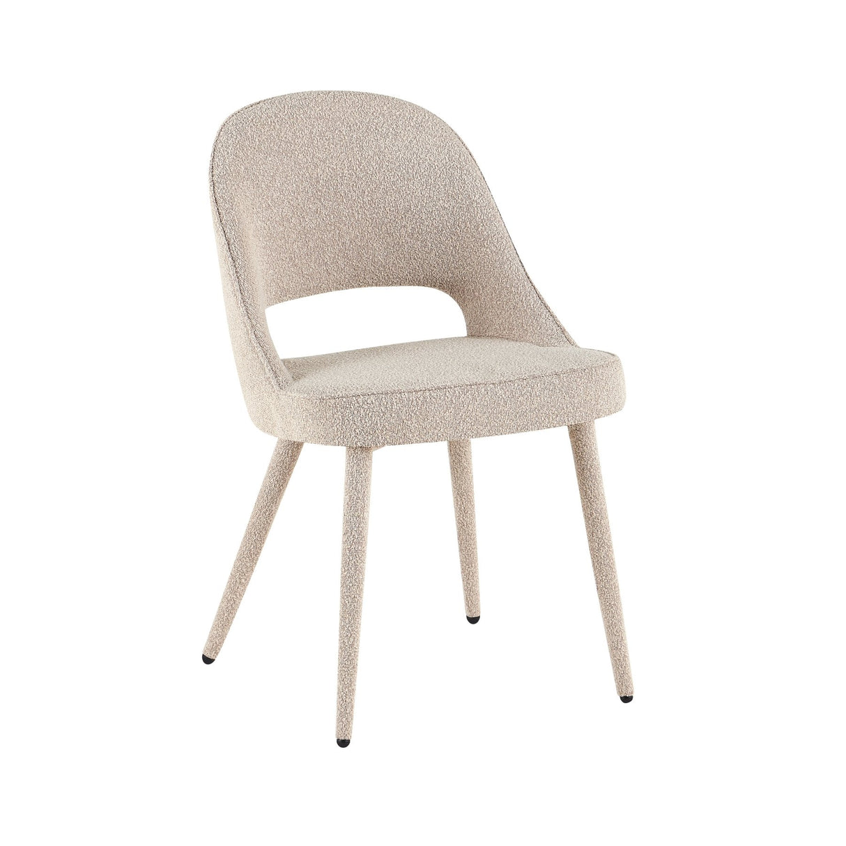 Eetkamerstoelen-Eetkamerstoel zandkleur bouclé Yumi - Japandi - volledig gestoffeerd-Dimehouse