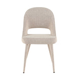 Eetkamerstoelen-Eetkamerstoel zandkleur bouclé Yumi - Japandi - volledig gestoffeerd-Dimehouse