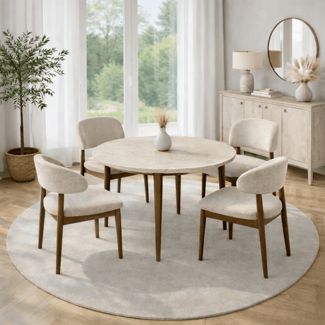 Eettafel Travertine en Walnoot Melamine uitschuifbaar 100-130 cm - Vienna
