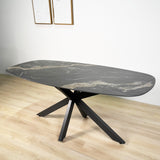 Eettafel Dolore 180x90 cm Deens Ovaal Marmerlook Zwart