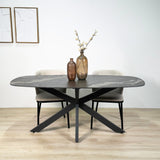 Eettafel Dolore 180x90 cm Deens Ovaal Marmerlook Zwart