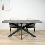 Eettafel Dolore 180x90 cm Deens Ovaal Marmerlook Zwart