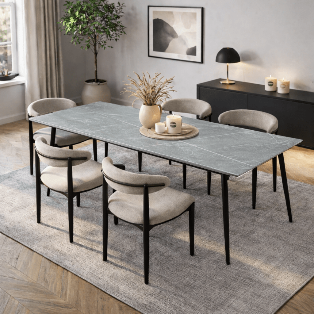 Eettafel Sintered Stone Marmerlook Grijs - Jules
