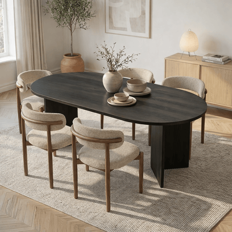 Eettafel Sablin Wood Black 180x89,5x75 cm Melamine