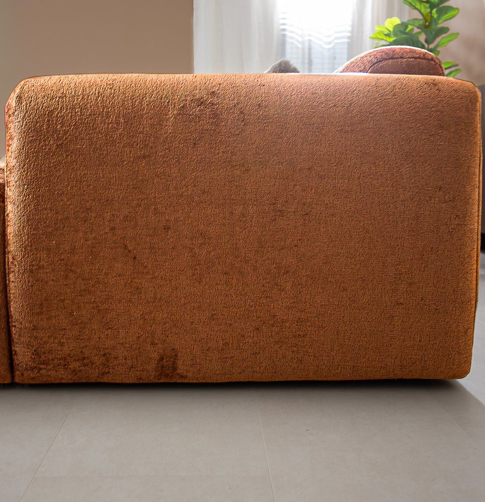 Banken-U-bank oker chenille stof - 342x165 cm - Shane-Dimehouse